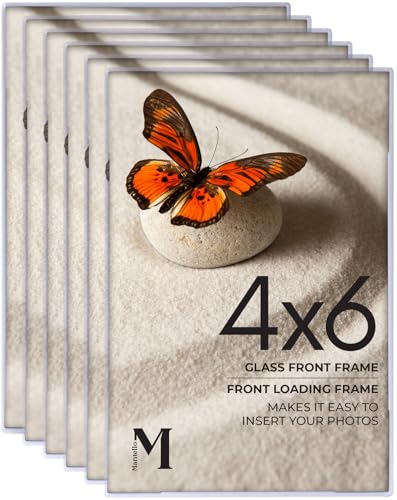 MANTELLO ESSENTIALS 4x6 Picture Frame Set - Frames for Photos, Artwork, and Postcards - 6 Pack of Picture Frames with Front-Loading Glass, Vertical/Horizontal Display Options for Wall or Tabletop - color: Clear, size: 4x6 - 6 Pack