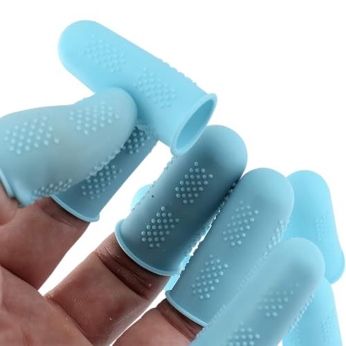 Finger Protectors [Flex Series - 12-Pack] Silicone Non-Stick Finger Covers [Turquoise - Small (6) / Medium (6)] for Hot Glue/Sewing/Wax/Rosin/Resin/Honey/Adhesives/Scrapbooking - color: Small & Medium - Turquoise [12-Pack]