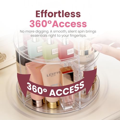 Masirs 360 Rotating Makeup Organizer Countertop, Adjustable Shelf, Clear - color: Clear