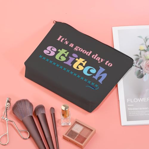 JXGZSO Cross Stitch Project Cosmetic Bag It's A Good Day To Stitch Makeup Bag Cross Stitch Lovers gift Needleworker Gift (Day To Stitch Bag)