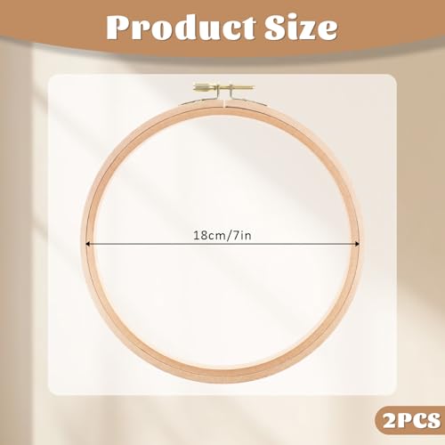 2 Pieces Wood Embroidery Hoops, 7 Inch Wooden Cross Stitch Hoops