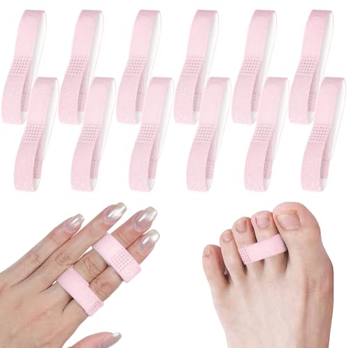 Finger Buddy Straps, 12PCS Finger Buddy Tape Straps Loops, Pink - color: Pink