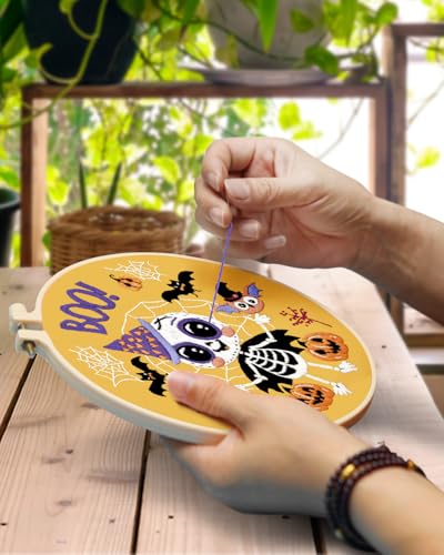 TINDTOP Halloween Embroidery Kit for Adult, Embroidery DIY Starter Kit - color: Halloween 3 Kits A