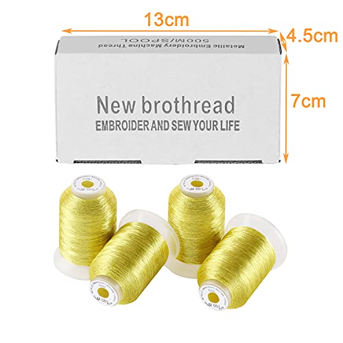 New brothread 4 Gold Metallic Embroidery Machine Thread Kit - color: 4xGold