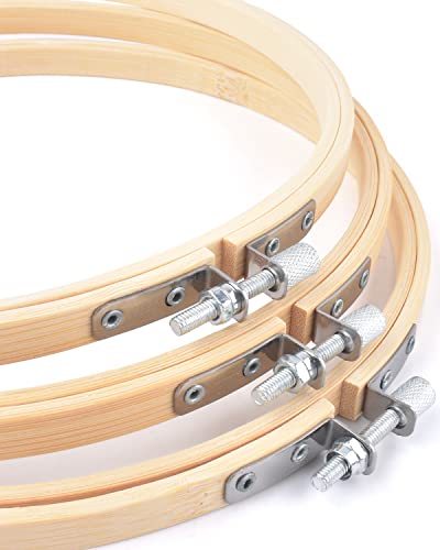 TINDTOP Bamboo Embroidery Hoops, 3 Pieces 8 to 12 Inch Cross Stitch Frame - size: 8IN + 10IN + 12IN
