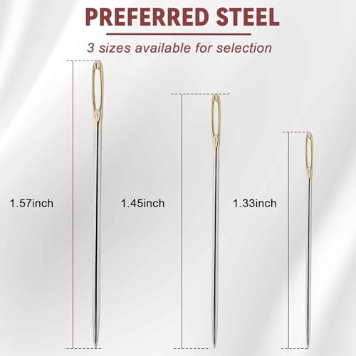 VIVAwisdom 15pcs Cross Stitch Needles, Large-Eye for Hand Sewing, 22 & 24 & 26 Gauge Blunt Tip, DIY Sturdy Stainless Steel Embroidery