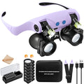 JARLINK Magnifying Glasses with LED Light, 14 Lenses, Hands Free, Purple - color: Purple