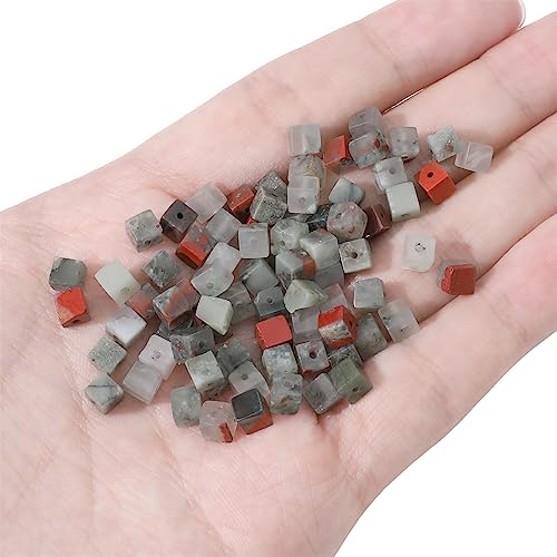 BEADIA Natural Bloodstone Square Stone Beads 4x4mm 85pcs Cube Loose Semi Gemstone Beads for Jewelry Making Design - color: Bloodstone