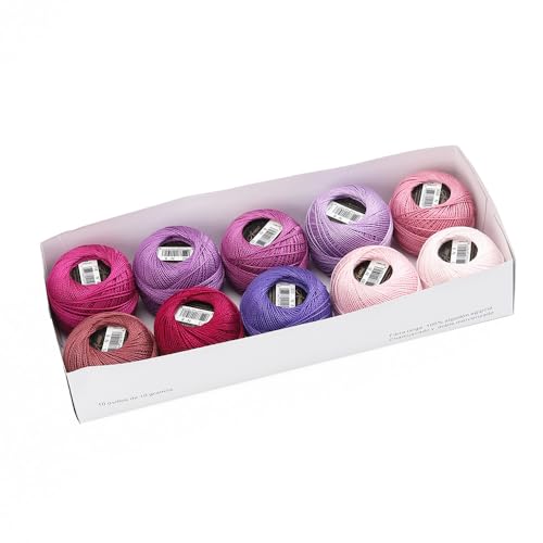Size 8 Double Mercerized Egyptian Long Staple Cotton Pearl Thread Ball 10 Grams (87 Yards) Embroidery Thread 10 Colors per Box for Crochet Hardanger Cross Stitch Hand Embroidery (Set1) - color: Set1