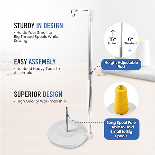 Adjustable Height Thread Holder Stand for Spools of Sewing Machine (White) - color: Adjustable White