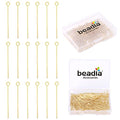 BEADIA 14K Gold Plated Open Eye Pins Non Tarnish 25mm 200pcs for Jewelry Making Findings - color: Open Eye Pins 14k Gold, size: 25x0.7mm