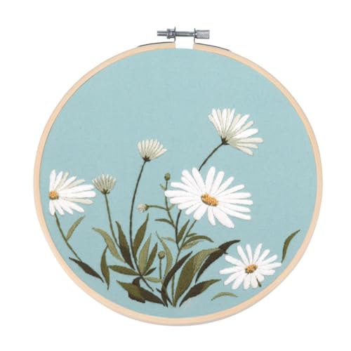 Awesocrafts Embroidery Kit, Daisy Flowers Full Range of Embroidery Starter Kits for Beginners Adults DIY Cross Stitch Handmade Easy Patterns (Daisy)