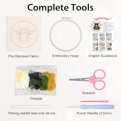 Nuberlic Bee Punch Needle Kit for Beginners