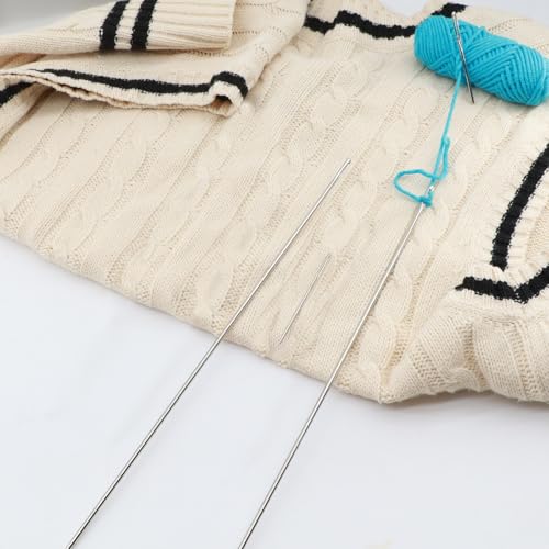 2 PCS Professional Upholstery Needle, 12'' Long Sewing Needles, Large Eye Hand Sewing Needles, with Needle Storage Tube, for Home Upholstery, Carpet, Leather, Canvas Repair Stitching