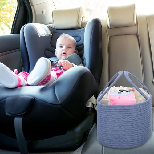 COMSE Baby Diaper Caddy Organizer with Handles, Cotton Rope, Folkstone Gray - color: Folkstone Gray, size: Regular