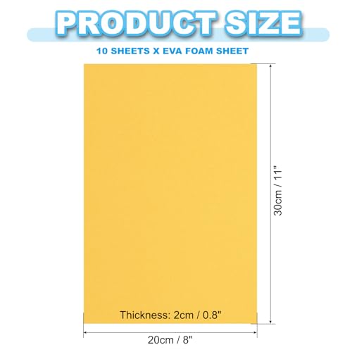PATIKIL EVA Foam Sheet 10Pcs 12x8 Inch 2mm Thick Golden Yellow - color: Golden Yellow