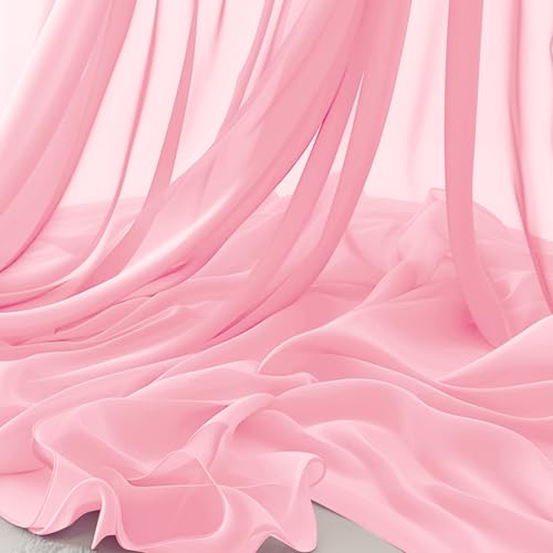 Horbaunal Light Pink Chiffon Fabric by The Yard, 5 Yard Precut Sheer Fabric - color: Light Pink, size: 5 Yards