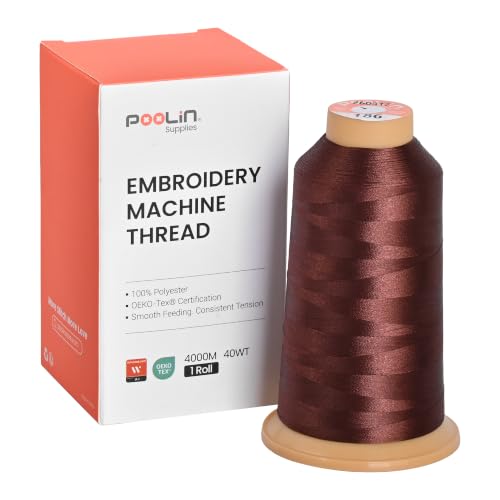 Poolin Polyester Machine Embroidery Thread 4000M 40WT Chocolate Brown 0186 - color: Chocolate Brown 0186