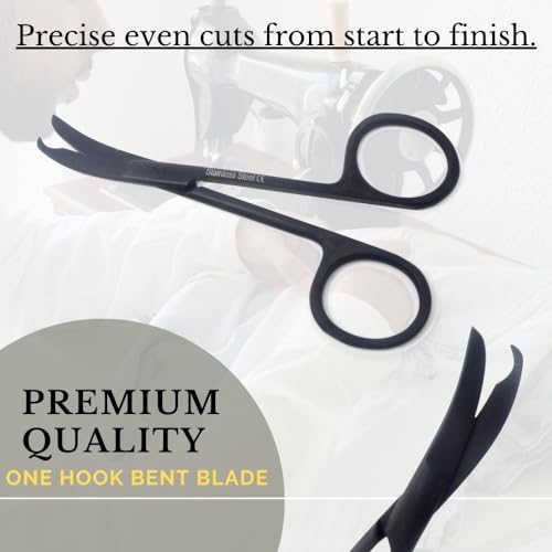 Small Scissors all Purpose, Sharp Mini Detail Craft Shears with Precision Angled One Hook Tip Design, Ideal for Thread Cutting, Sewing, Knitting, Embroidery, Stainless Steel Snips (Black - 3.5") - color: Black - 3.5"