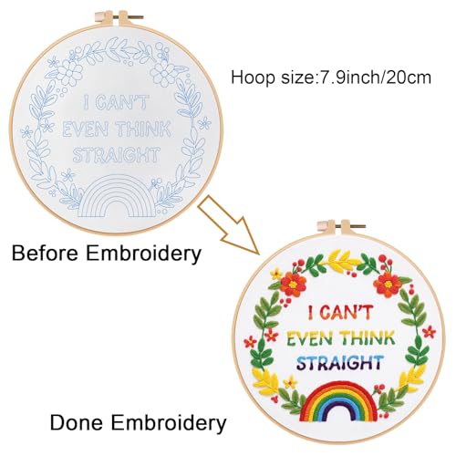 Louise Maelys LGBT Pride Embroidery Kit for Beginners Rainbow Craft - color: LGBT Flowers