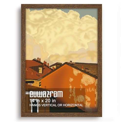 Solid Wood 14x20 Frame - Single Frame, Rustic Walnut 14 x 20 Poster Frame for Artwork, Puzzles, Photos and Movie Posters Picture Frames - size: 14" x 20"