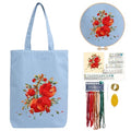 CREAWONDER Canvas Tote Bag Embroidery Kit with Pattern for Beginners, Arts and DIY Embroidery Crafts Kits for Adults, Include Instructions, Embroidery Hoops, Color Threads and Tool - color: CR002 shiliuranran lightblue