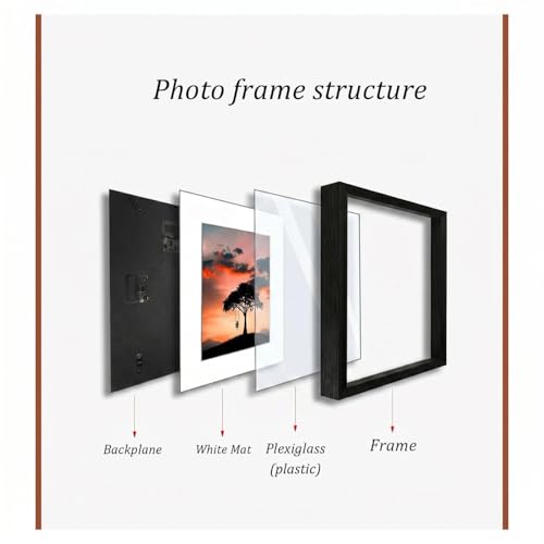 8x8 Photo Frame Gallery Picture frame with 5x5 mat,Freestanding and Wall Mountable,Black - color: Black, size: 8x8