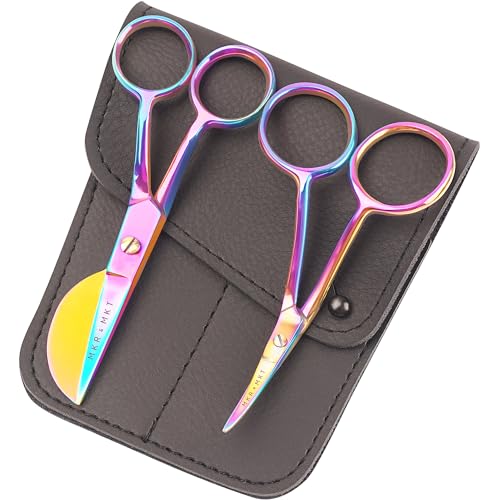 Applique Embroidery Scissors Set - Duckbill & Needlepoint, 4.5", Rainbow - color: Rainbow