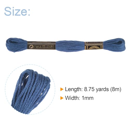 HARFINGTON 24 Skeins Embroidery Floss 8m Each Egyptian Long Fiber Cotton Cross Stitch Thread 26S/2x6 for Embroidery Projects Bracelet, Dark Blue - color: Dark Blue