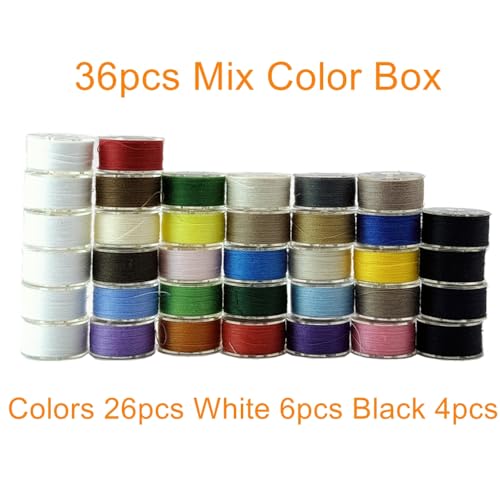 Sissewpro 36pcs Colors 60S/2(90WT) Prewound Bobbin Thread, Plastic Size A SA156 Embroidery Bobbins, Cottonized Soft Feel Sewing Machine Bobbin for Brother Singer Janome Babylock Quilting Embroidery - color: SA156 90WT(60S) Colors