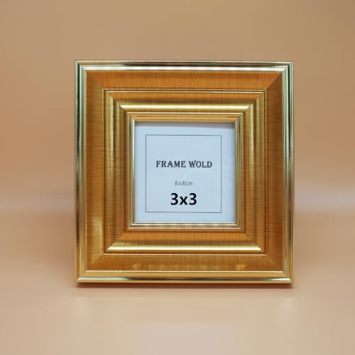 3x3 Gold Picture Frame, Real Glass, MDF, Black Backing, Wall/Tabletop - color: Gold, size: 3x3