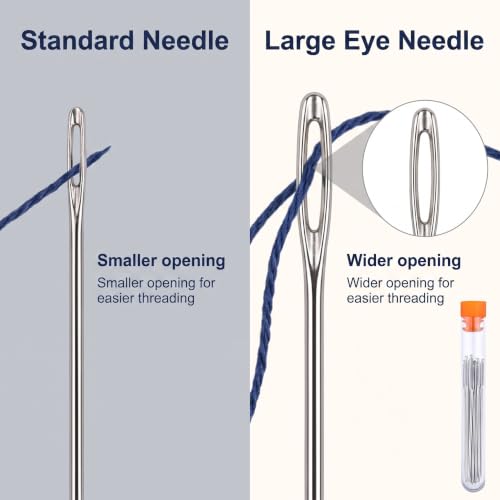 30 Pcs Stainless Steel Large Eye Sewing Needles, Sewing Sharp Needles, Embroidery Thread Needle, and Yarn Knitting Needles Leather Needle Hand Sewing Needles