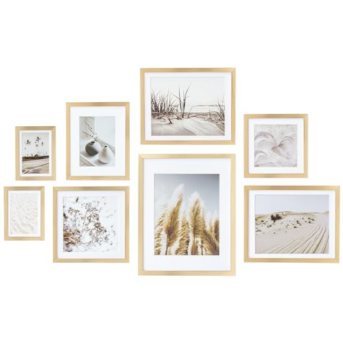 ArtbyHannah Gallery Wall Frame Set, 8 Pack Gold Picture Frames, Large - color: Gold, size: Large