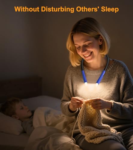 Gritin Book Light, Eye Caring 4-Color&5-Brightness Neck Light Reading Light - color: Dark Blue, size: Upgraded