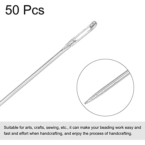 uxcell Beading Needles Fine Thin Long Straight Sewing Embroidery Threads Stainless Steel 3.15 Inch 50Pcs - size: 80mmx0.45mm