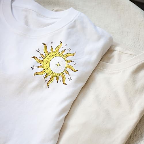 GLOBLELAND 4 Sheets Sun Moon Water Soluble Embroidery Pattern 8.3×11.7 inch - color: Sun Moon