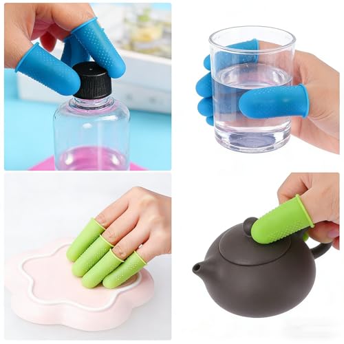 50 Pcs Silicone Thimble Finger Guard Rubber Protector Rubber Thimble Protector Hand for Hot Glue Gun Safe Finger Protectors Sewing Tips Guard 5 Color ﻿
