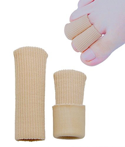 SOHLER 6 Packs Closed Toe Caps Finger Covers Sleeve Protectors, Stretchable Fabric Lined with Soft Gel (Small 3/8"x 2-1/2") - size: Small 3/8"x 2-1/2"