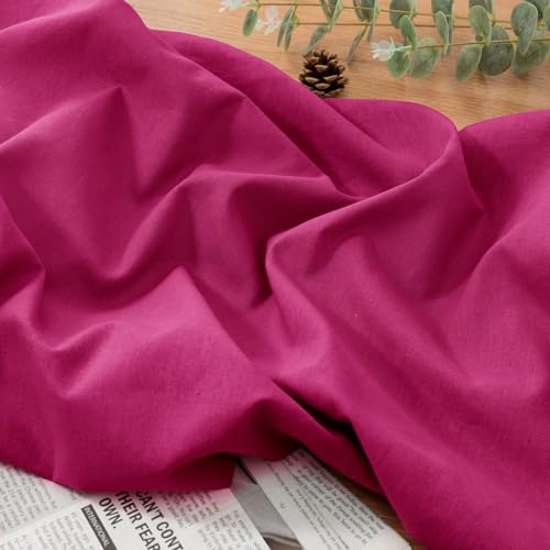 NSGZ Hot Pink Linen Cotton Fabric 1 Yard 61" Wide, Linen Cotton Blend - color: Hot Pink, size: 1 Yard