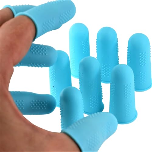 Finger Protectors [Flex Series - 12-Pack] Silicone Non-Stick Finger Covers [Turquoise - Small (6) / Medium (6)] for Hot Glue/Sewing/Wax/Rosin/Resin/Honey/Adhesives/Scrapbooking - color: Small & Medium - Turquoise [12-Pack]