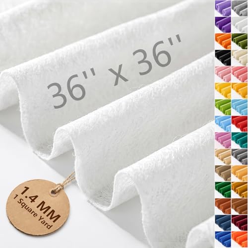 Ice White Soft Felt Sheet 36'' X 36'', 1.4mm Felt Fabric Sheet for Crafts - color: Ice White