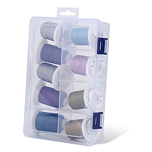 Simthread Metallic Embroidery Thread with Storage Box, 700M Snap Spools - color: Metallic Bohemia Colors