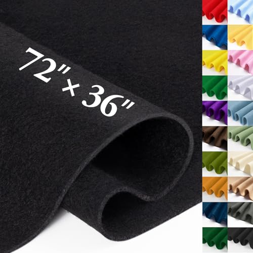 Black Fabric Sheet 72" X 36", 1.4mm Thick Large Soft Durable Flexible Craft Felt by The Yard, Nonwoven Fabric for DIY Sewing, Arts and Crafts, Decoration Projects - color: Black, size: 2 yard pre cut