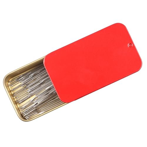 40/80PCS Large Eye Sewing Needles, 8 Sizes Hand Sewing Sharp Needles, Embroidery Needle, Leather Needle,Stainless Steel Yarn Needles with Threaders & Stitch Markers (Red 80pcs) - color: Red 80pcs