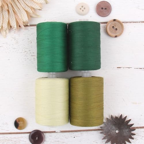 ThreadArt Cotton Quilting Thread Set, 1000M 50/3, 4 Green Tones - color: 4 GREEN TONES