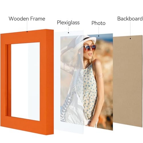 Vittanly 4x4 Picture Frame for Wall or Tabletop, Orange - color: Orange, size: 4x4
