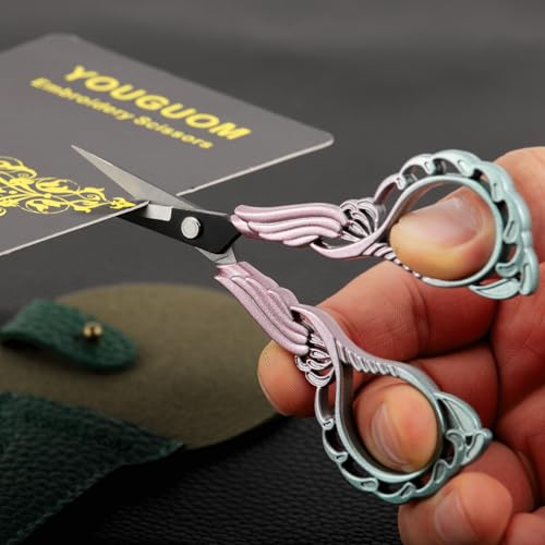 YOUGUOM Detail Scissors with Cover, Small Craft Shears - color: Pink