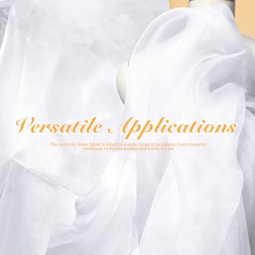 Manyshofu White Organza Fabric by The Yard, 60 Wide (1 Yard) - color: White, size: 1 Yard