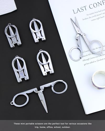 6 Pcs Folding Scissors, Stainless Steel Folding Small Portable Travel Scissors for Craft, Camping, Office, School, Outdoor