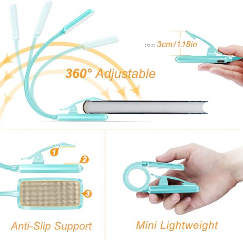 Gritin 9 LED Rechargeable Book Light for Reading in Bed - color: Blue